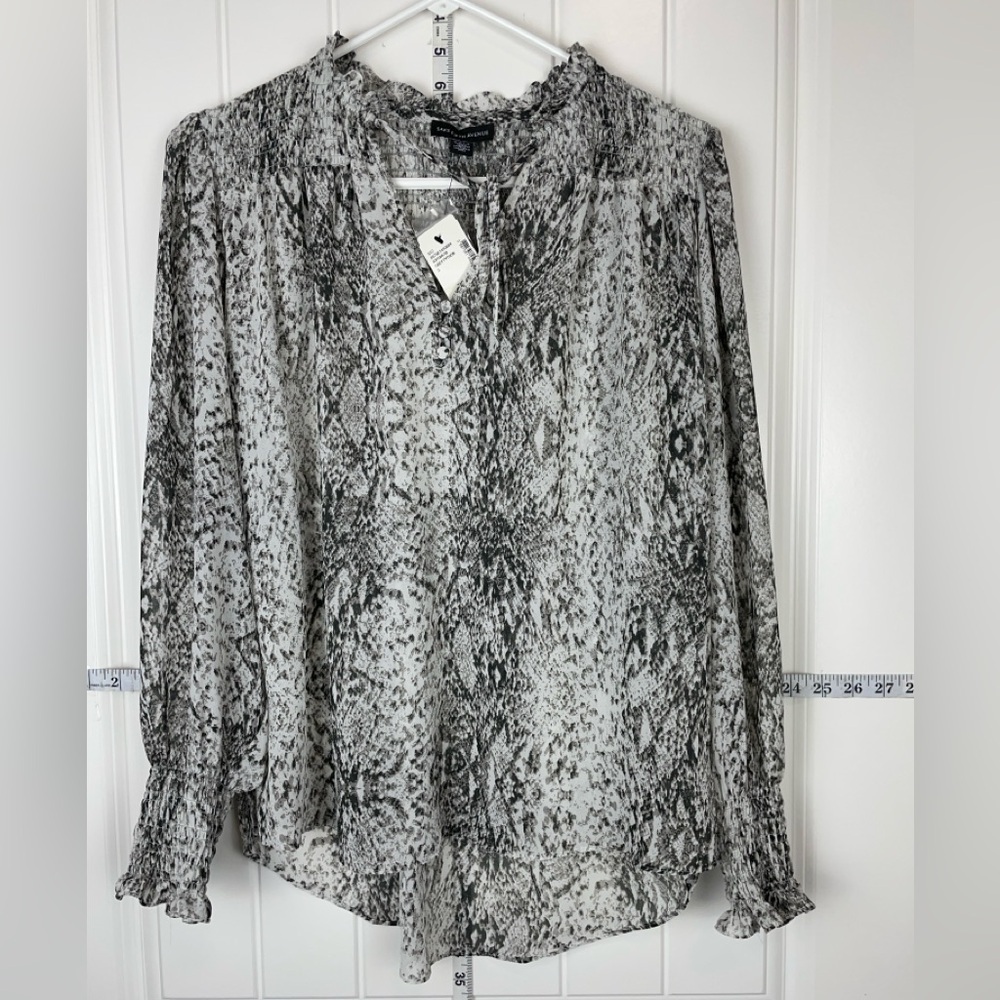 Saks Fifth Avenue Sheer Snake Print long sleeve Blouse